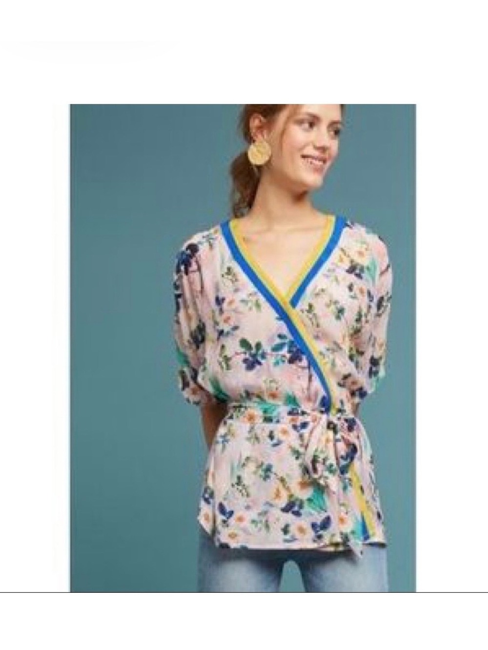 Anthropologie Sporty Floral Wrap Top by Rinku Dalamal